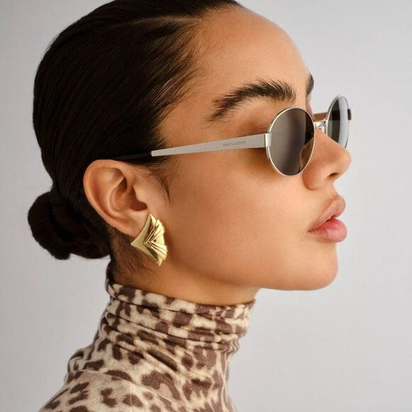 Saint Laurent Women Sunglasses Silver Grey Oval SL692 002 BRAND NEW main image 11
